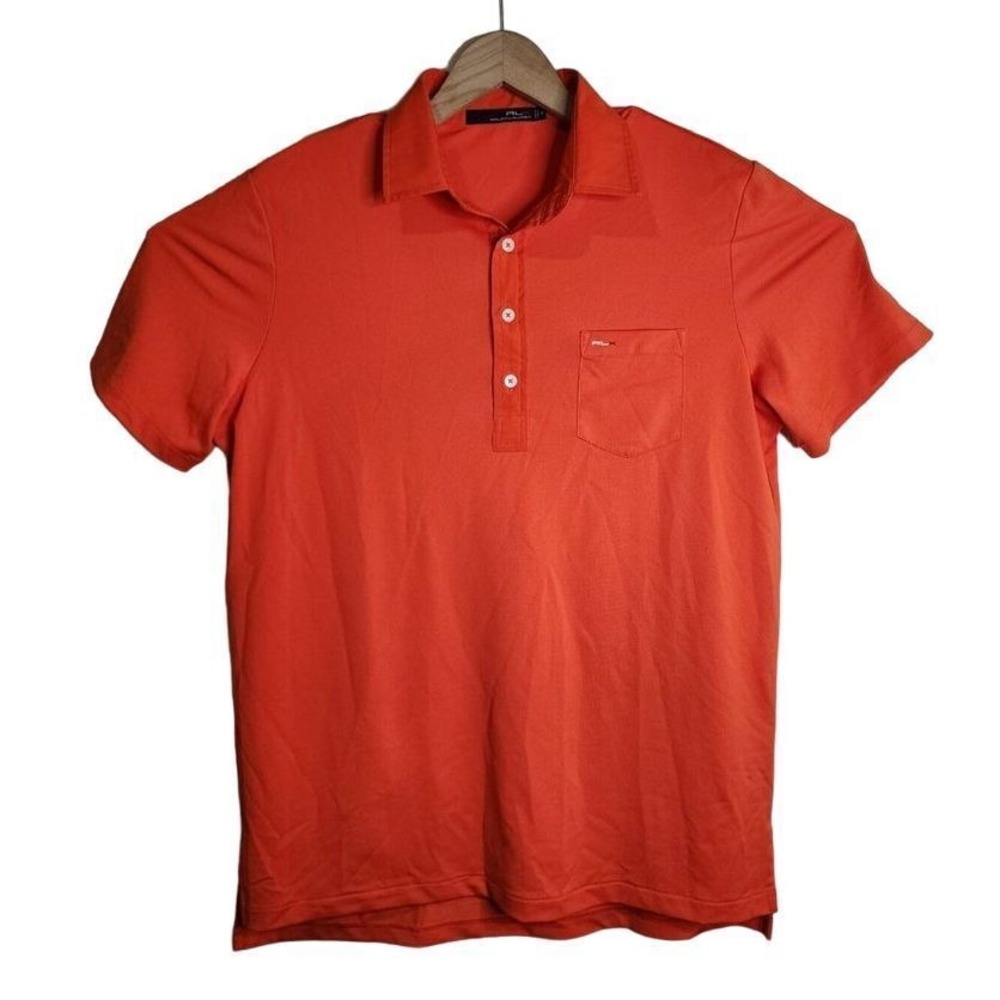 RLX Ralph Lauren Polo Shirt Mens M Orange Golf Performance DGC 1896 Pique Pocket